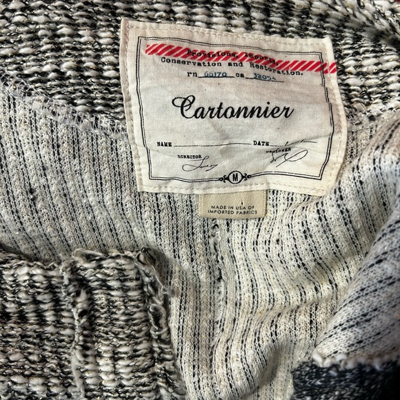 ANTHROPOLOGIE CARTONNIER Cream & Grey with Gold Details Button Cardigan/Blazer - Picture 11 of 12